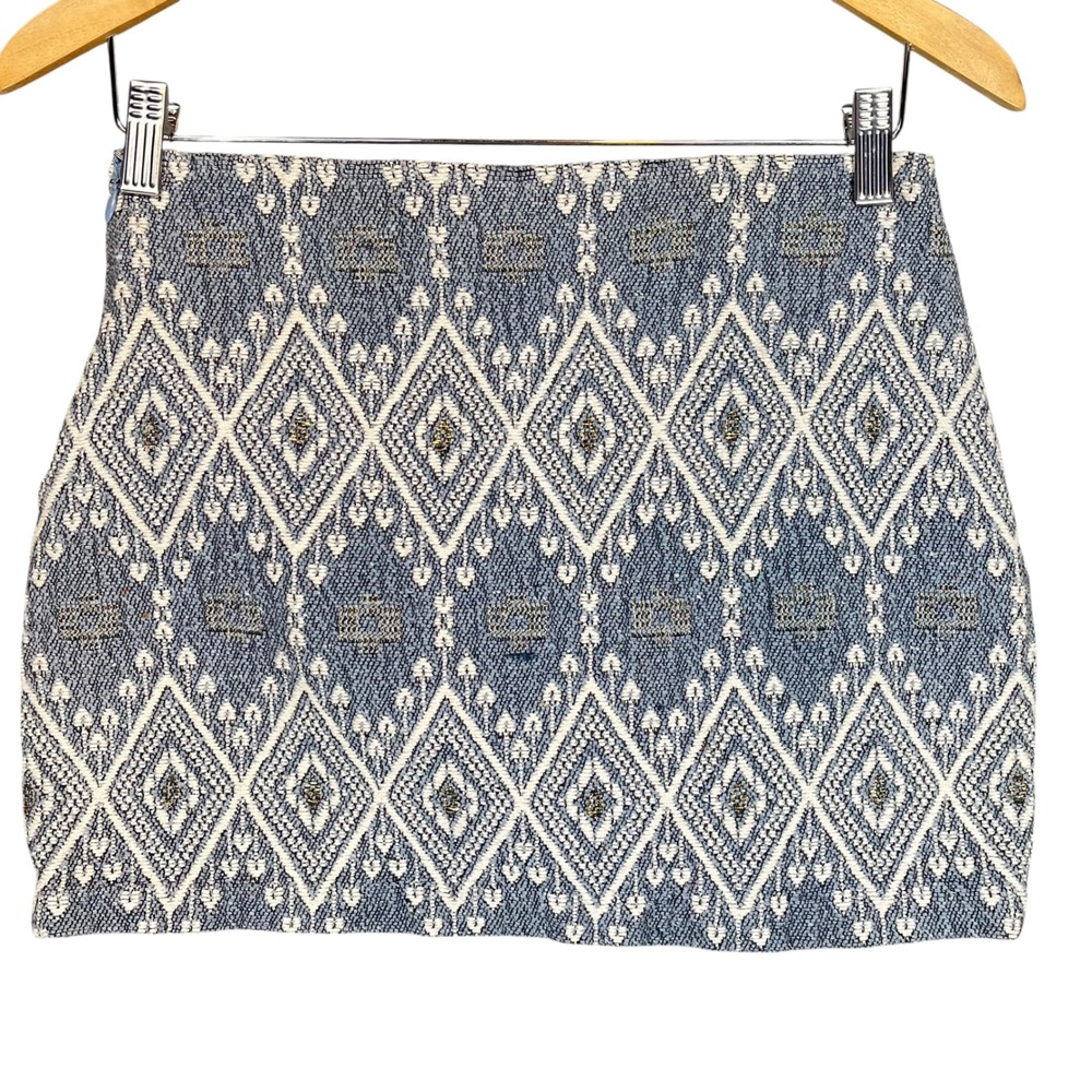 Mango Suit Collection Women's Blue Diamond Pattern Mini Skirt Size 2‎
